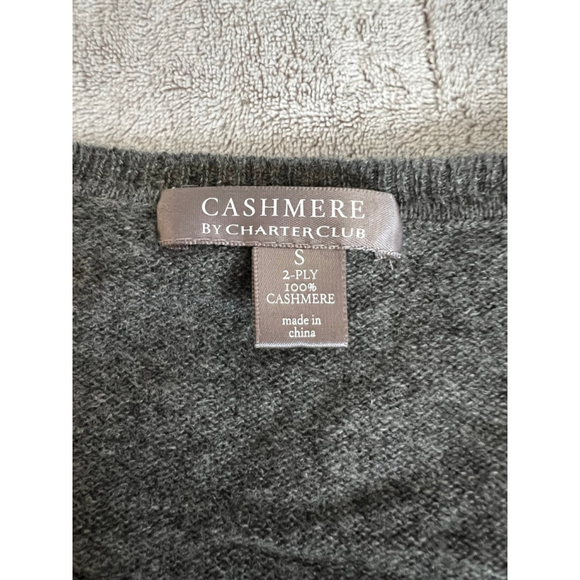 Women's Charter Club gray Cashmere V-Neck Sweater SMALL - Picture 7 of 7